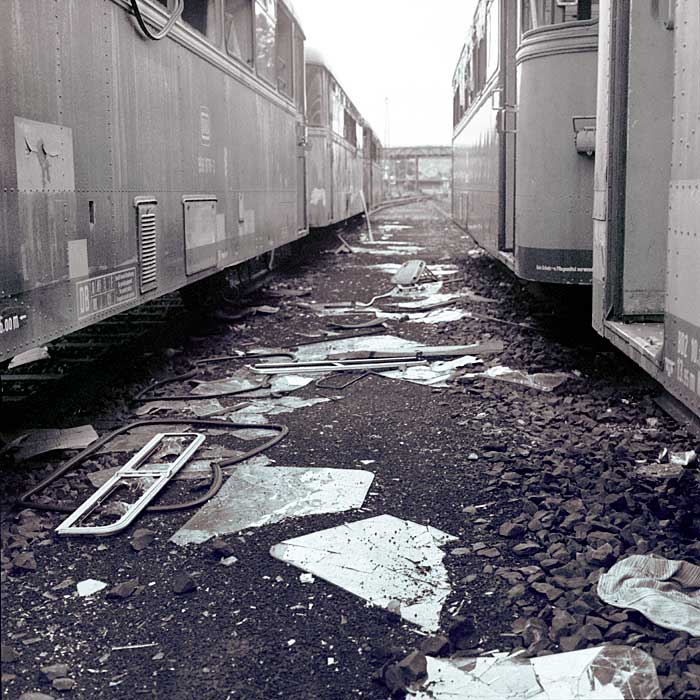 Currywürste vor dem Alten Bahnbetriebswerk Marburg/Lahn, 1997